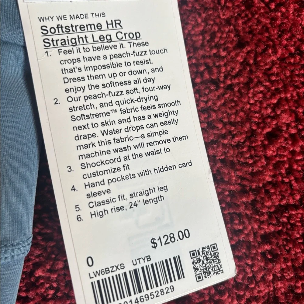 Lululemon Softstreme HR straight leg crop, utility blue size 0, NWT Plus bag - Picture 3 of 10
